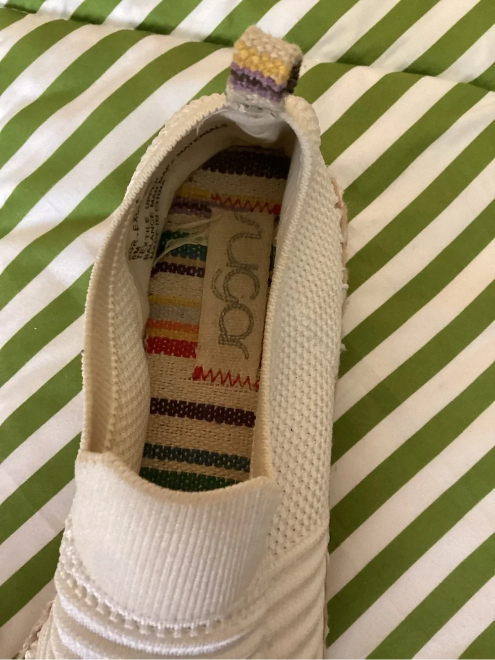 Sugar Cream Knit Espadrille Slip-Ons with Braided Jute Trim